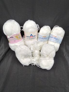 Vintage White & Off-White Yarn Lot - Patons & Pingouin